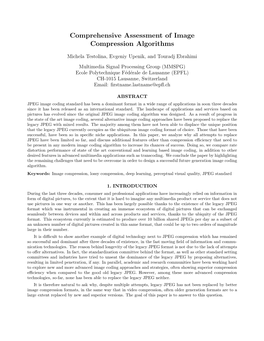 Comprehensive Assessment of Image Compression Algorithms