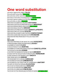 One Word Substitution