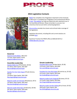 2015 Legislative Contacts
