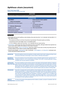 Aphthous Ulcers (Recurrent)