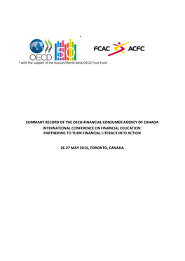 Summary Record of the Oecd-Financial Consumer Agency of Canada International Conference on Financial Education: Partnering to Turn Financial Literacy Into Action