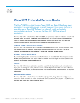 Cisco 5921 Embedded Services Router Data Sheet