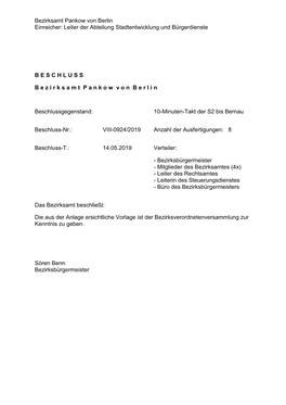 Bezirksamt Pankow Von Berlin Einreicher: Leiter Der Abteilung Stadtentwicklung Und Bürgerdienste