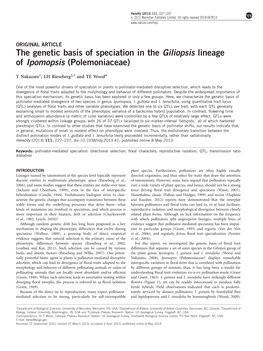 The Genetic Basis of Speciation in the Giliopsis Lineage of Ipomopsis (Polemoniaceae)