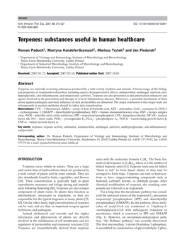 Terpenes: Substances Useful in Human Healthcare