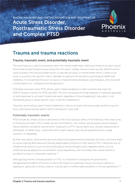 Acute Stress Disorder, Posttraumatic Stress Disorder and Complex PTSD