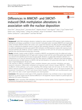 Differences in MWCNT- and SWCNT-Induced DNA Methylation