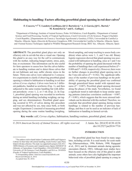 Factors Affecting Preorbital Gland Opening in Red Deer Calves1