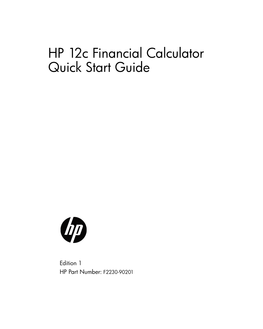 HP 12C Financial Calculator Quick Start Guide