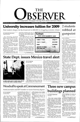 University Increases Tuition for 2009 State Dept. Issues Mexico Travel