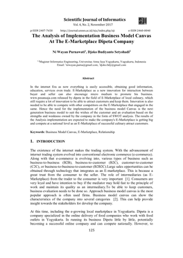 The Analysis of Implementation Business Model Canvas at the E-Marketplace Dipeta Company