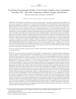 Over-Winter Oceanographic Profiles in Jones Sound, Canadian Arctic