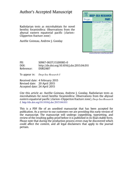 Radiolarian Tests As Microhabitats for Novel Benthic