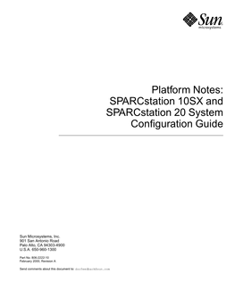 Platform Notes: Sparcstation 10SX and Sparcstation 20 System Conﬁguration Guide