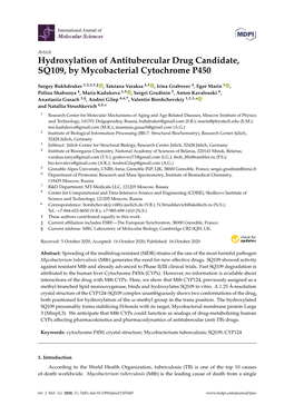 Hydroxylation of Antitubercular Drug Candidate, SQ109, by Mycobacterial Cytochrome P450