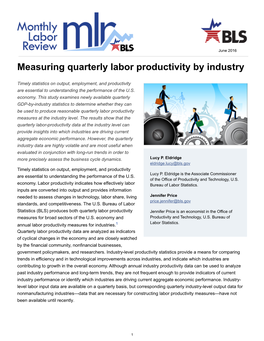 Measuring Quarterly Labor Productivity by Industry