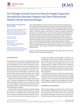 Ten Triangles Around Cavernous Sinus for Surgical Approach, Described by Schematic Diagram and Three Dimensional Models with the Sectioned Images
