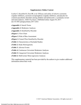 Efficacy and Safety of Selective Serotonin Reuptake