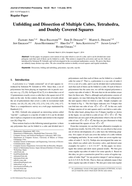 Unfolding and Dissection of Multiple Cubes, Tetrahedra, and Doubly Covered Squares