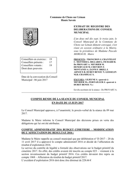 Compte-Rendu De La Séance Du Conseil Municipal En