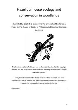 Hazel Dormouse Ecology and Conservation in Woodlands