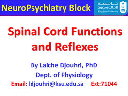 Neuropsychiatry Block Spinal Cord Functions and Reflexes