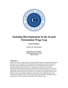 Isolating Discrimination in the Sexual Orientation Wage Gap