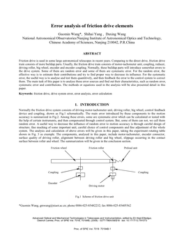 Error Analysis of Friction Drive Elements [7018-163]