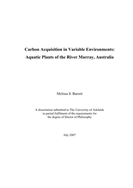 Carbon Acquisition in Variable Environments: Aquatic Plants of the River Murray, Australia