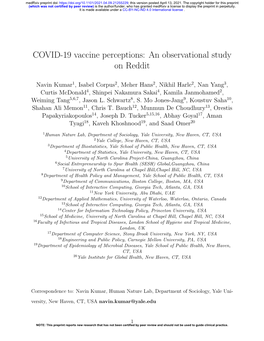 COVID-19 Vaccine Perceptions: an Observational Study on Reddit