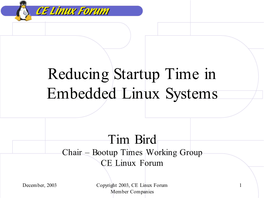 Reducing Startup Time in Embedded Linux Systems