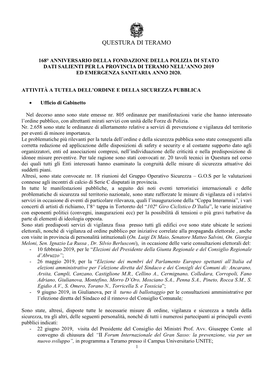 Dati Per Provincia Teramo Anno 2019 Ed Emergenza Sanitaria 2020