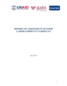 Report on Assessment of Food Laboratories in Tajikistan