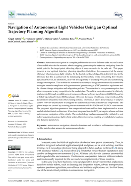 Navigation of Autonomous Light Vehicles Using an Optimal Trajectory Planning Algorithm