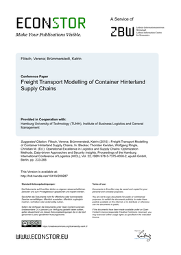 Freight Transport Modelling of Container Hinterland Supply Chains