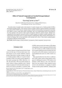 Effect of Natural Compounds on Catechol Estrogen-Induced Carcinogenesis