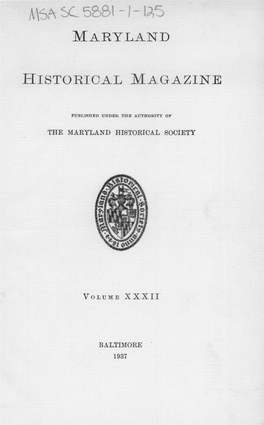 Maryland Historical Magazine, 1937, Volume 32, Issue No. 1