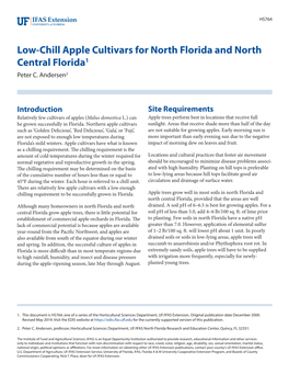 Low-Chill Apple Cultivars for North Florida and North Central Florida1 Peter C