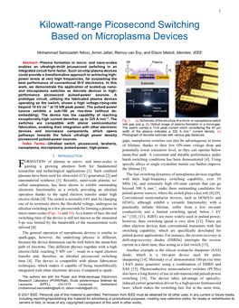 Kilowatt-Range Picosecond Switching Based on Microplasma Devices