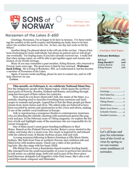 Norsemen of the Lakes Newsletter Feb. 2021