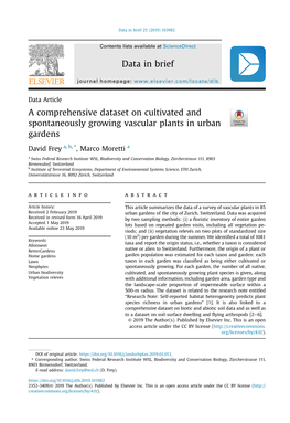 A Comprehensive Dataset on Cultivated and Spontaneously Growing Vascular Plants in Urban Gardens