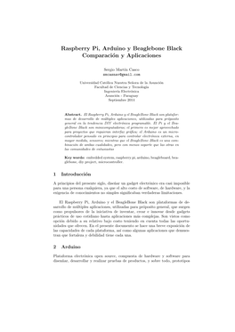 Raspberry Pi, Arduino Y Beaglebone Black Comparación Y Aplicaciones