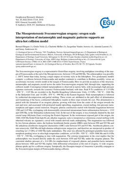 The Mesoproterozoic Sveconorwegian Orogeny: Orogen Scale Interpretation of Metamorphic and Magmatic Patterns Supports an Ultra-Hot Collision Model