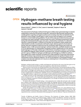 Hydrogen–Methane Breath Testing Results Influenced by Oral Hygiene