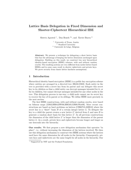 Lattice Basis Delegation in Fixed Dimension and Shorter-Ciphertext Hierarchical IBE