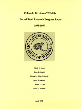 Boreal Toad Research Report 1995-1997