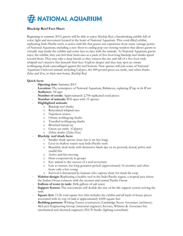 Blacktip Reef Fact Sheet