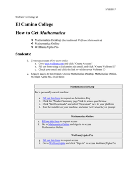 El Camino College How to Get Mathematica