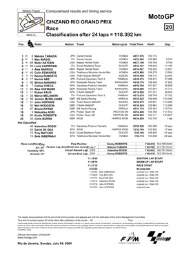 R Race CLASSIFICATION