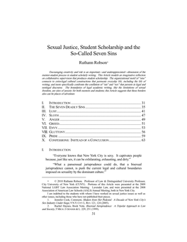 Sexual Justice, Student Scholarship and the So-Called Seven Sins